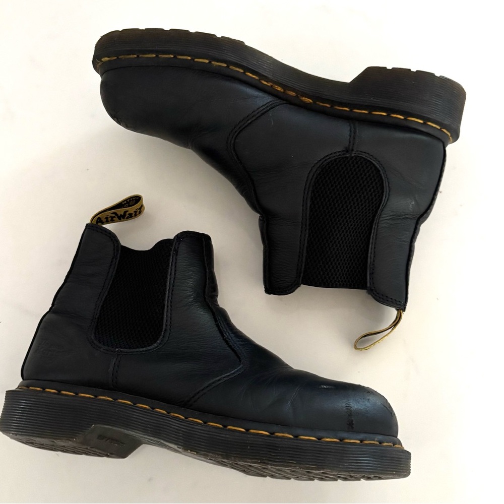 DR.MARTENS•black arbor steel toes leather Chelsea boots 5 EUC